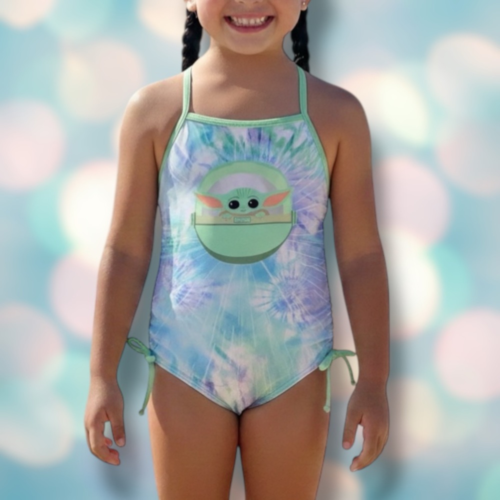 Star Wars Disney Baby Yoda Girl’s Tie Dye Swimsuit Size 6X